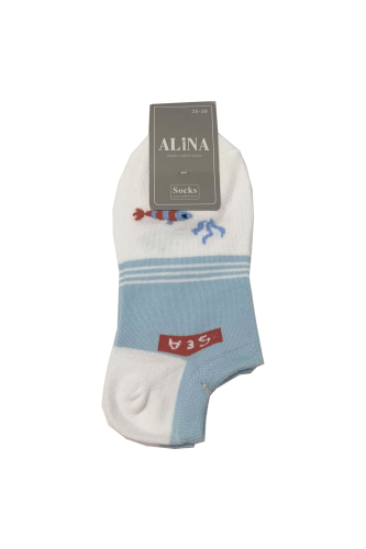 Women's No Show Socks – 5-Pack Marine Theme with Cute Ocean Animal Designs Colour 1