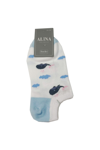 Women's No Show Socks – 5-Pack Marine Theme with Cute Ocean Animal Designs Colour 3
