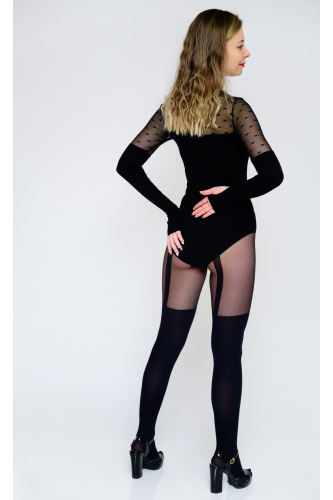 Trendy Mock Suspender Stockings Tights 40/20 Denier - Elegant & Sexy Fashion Tig